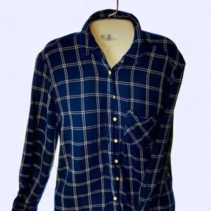 Aeropostale Flannel Women’s Navy Blue Checkered  Shirt M Good Condition